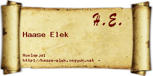 Haase Elek névjegykártya